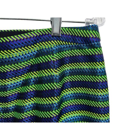 J.CREW Pleated Mini Skirt Blue Green Shiny Metallic Lined Textured 10 03990 - Picture 4 of 9